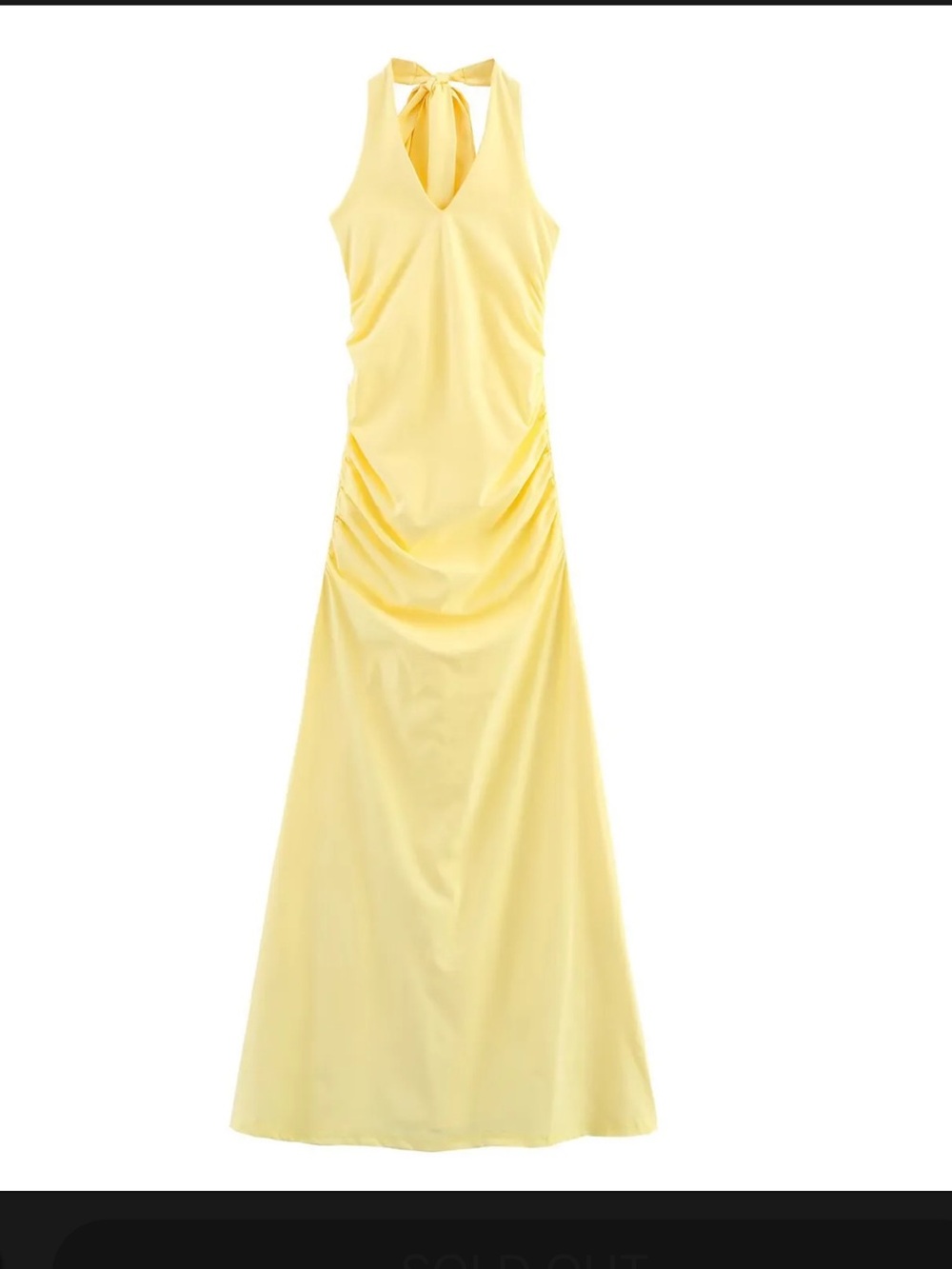 Zara Light Yellow Halter V-Neck Maxi Dress - Picture 2 of 5